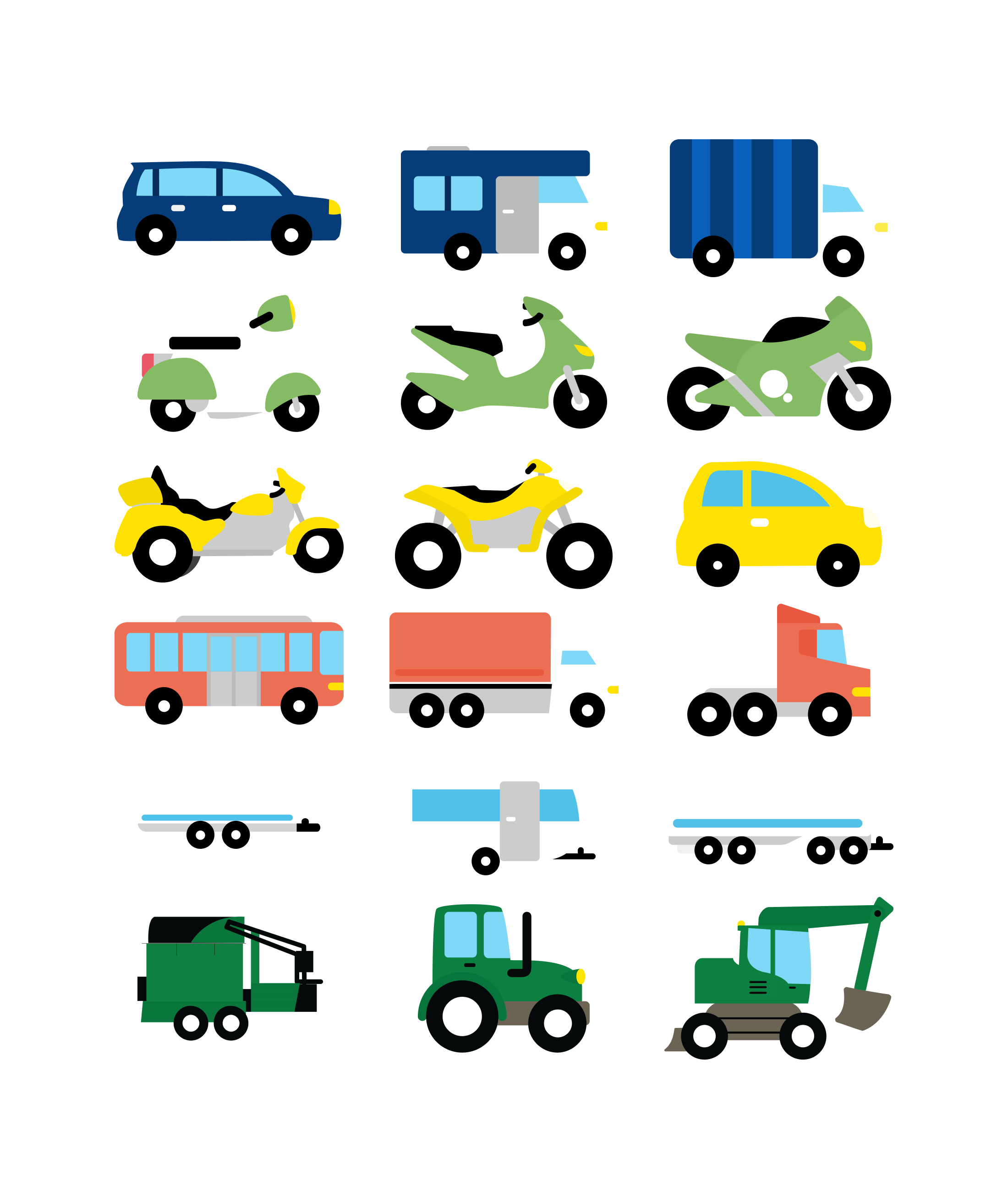 Overzicht van alle 15 soorten voertuigen